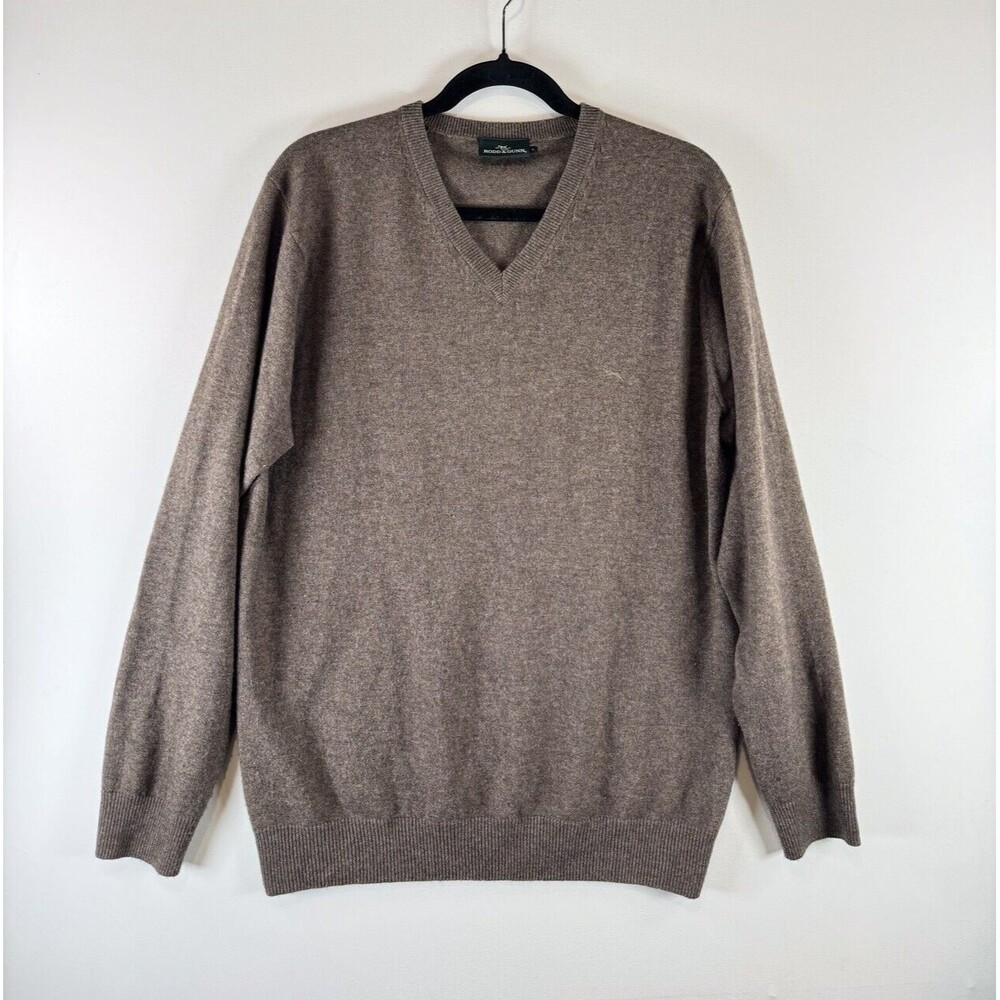 Rodd Gunn Mens Sweater Brown Optim Wool Cashmere V Neck Pullover Jumper Large